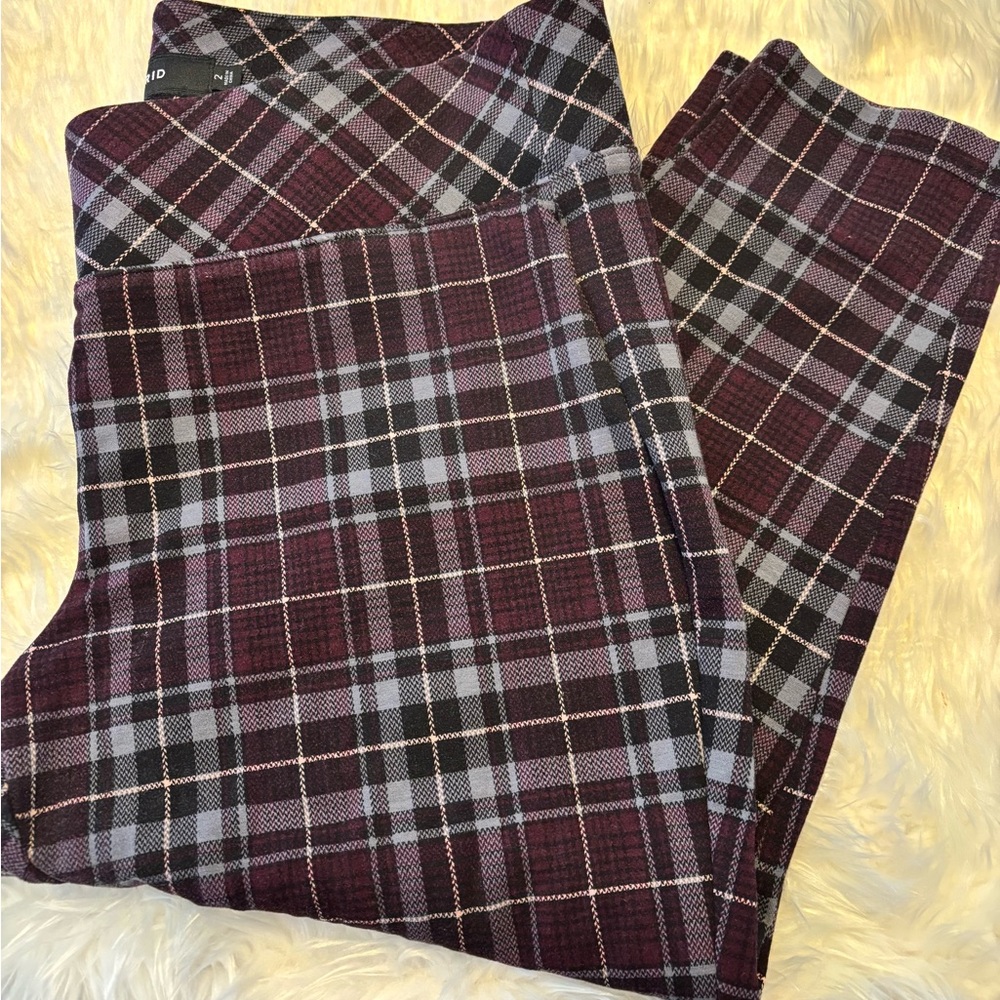Torrid Purple Grey Pixie Pointe Plaid Leggings Sz… - image 2
